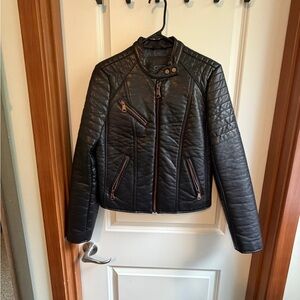 Marc New York - Andrew Marc Quilted Faux Leather Moto Jacket in Black